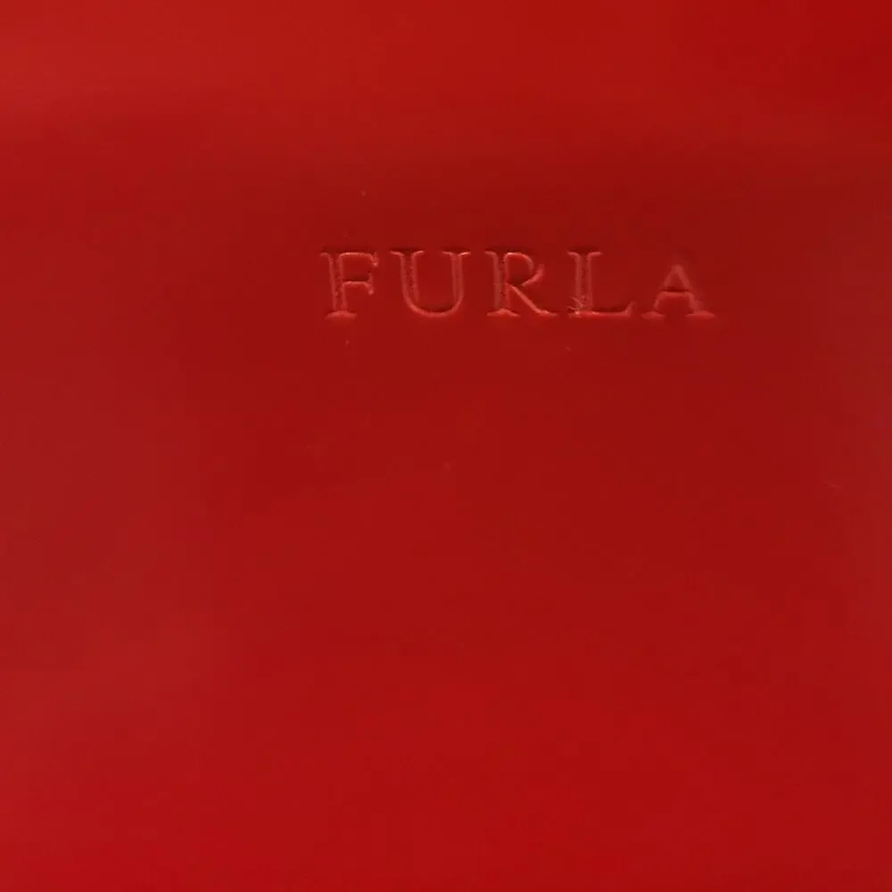 FURLA Red Clutch Luxury Bag with Metal Strap
